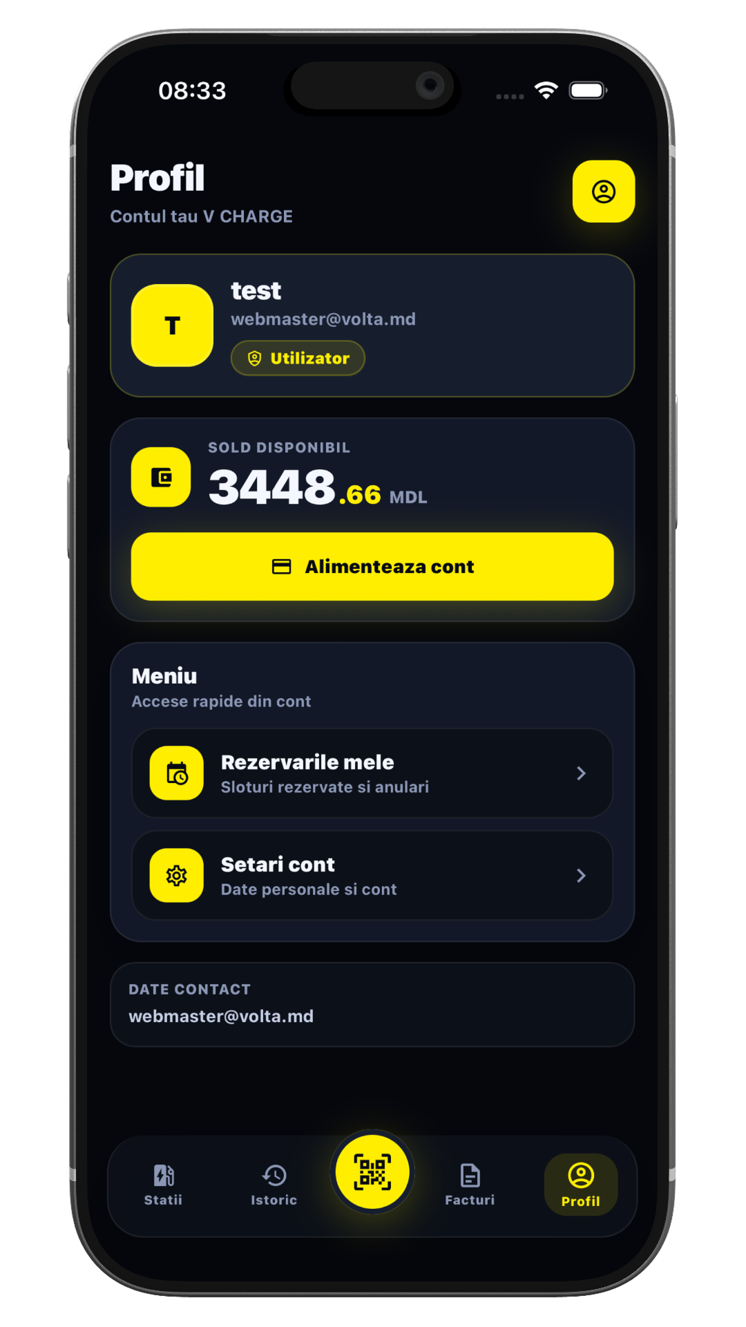 Profil și sold V CHARGE